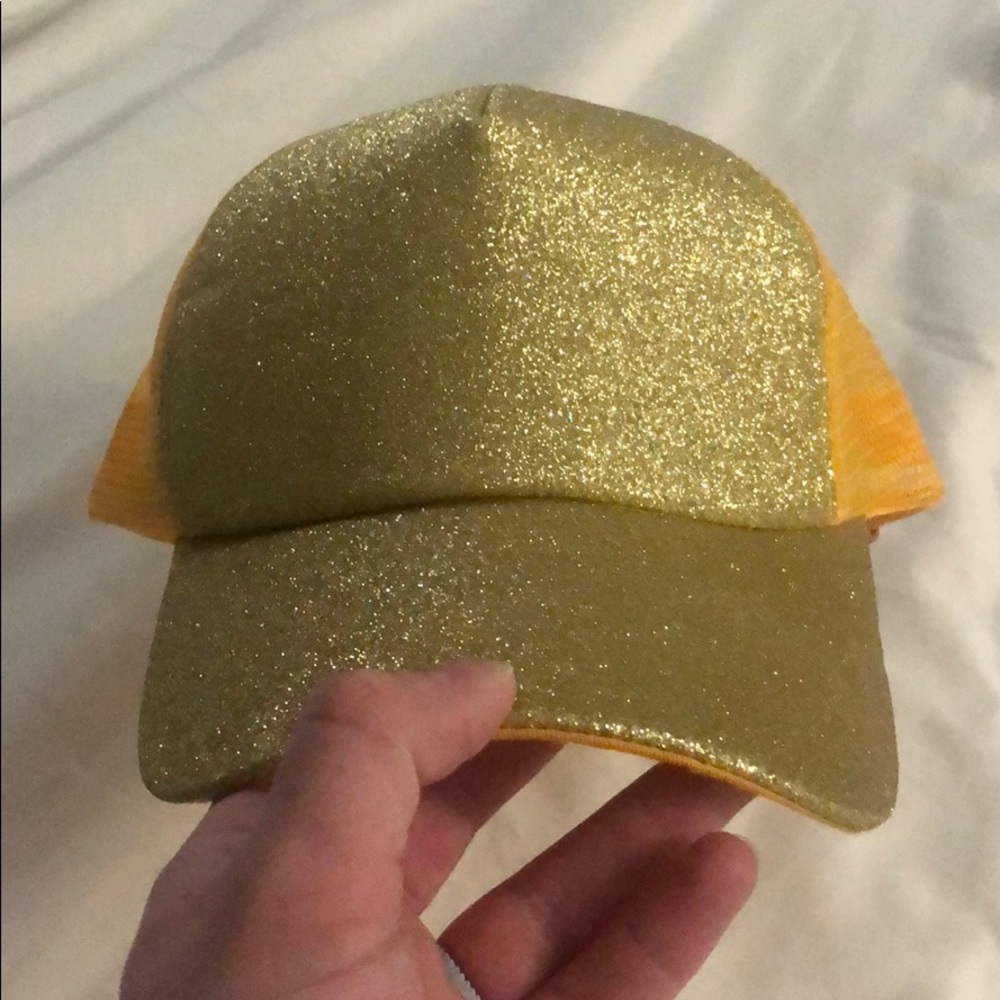 Gold/yellow ponytail hat